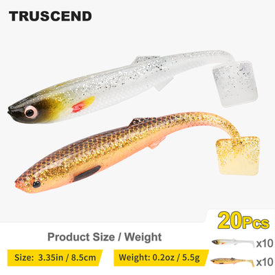 TRUSCEND® Hand-Painted Soft Paddle Tail Fishing Lures 2.55"/3.35" 0.08oz 20pcs/24pcs