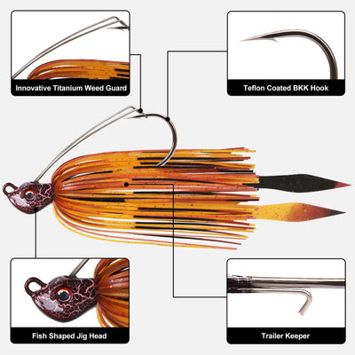 TRUSCEND® Titanium Weed Guard Swim Jig Fishing Lures with Ultra Smooth Teflon Coated BKK Hook