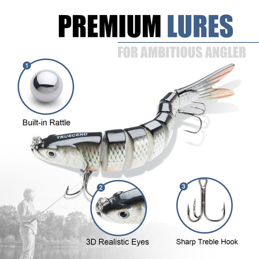 TRUSCEND® Multi-Segmented Jointed Swimbait Fishing Lures