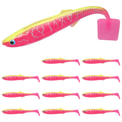 TRUSCEND® Hand-Painted Soft Paddle Tail Fishing Lures 2.55" 0.08oz 12pcs