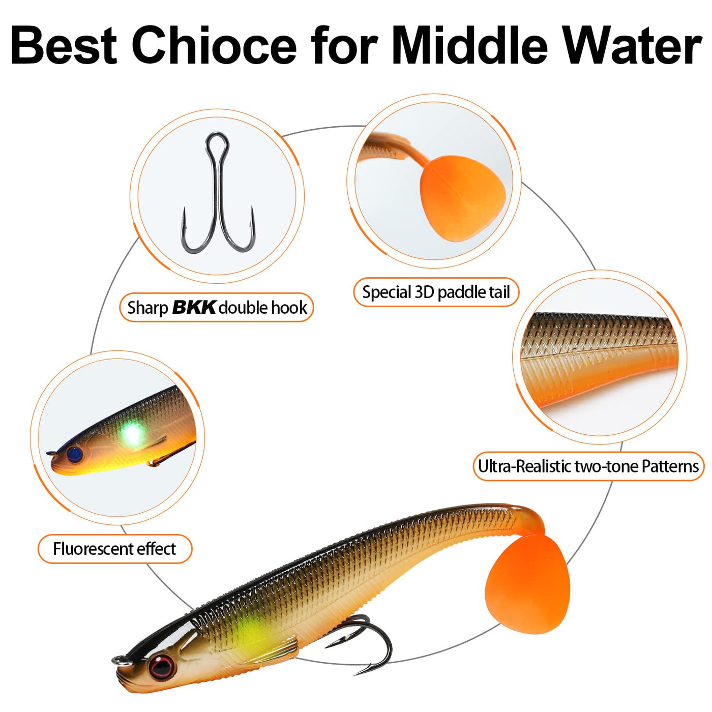 TRUSCEND Pre-Rigged Soft Fishing Lures