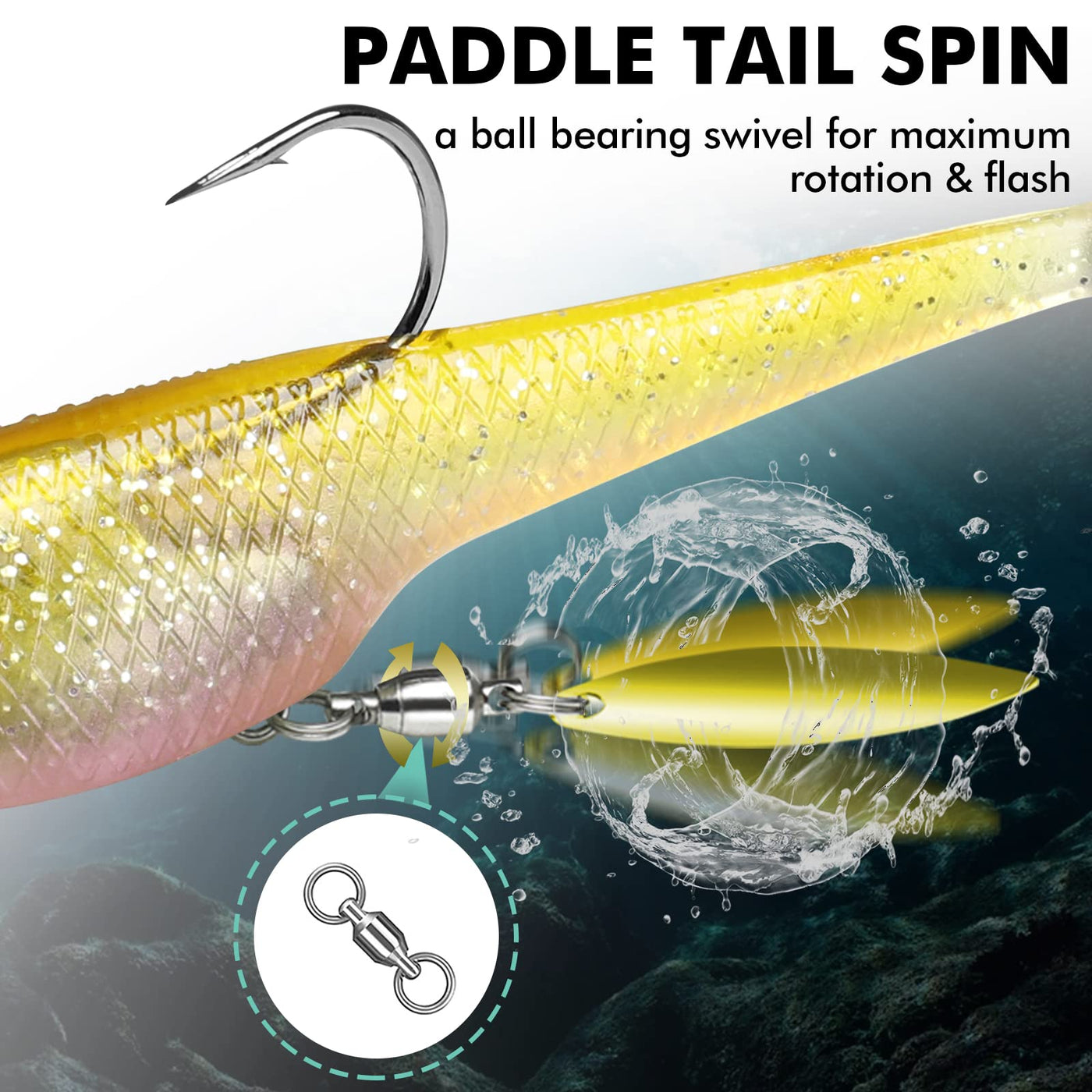 TRUSCEND® Tadpole Lure Paddle Tail with Spinner