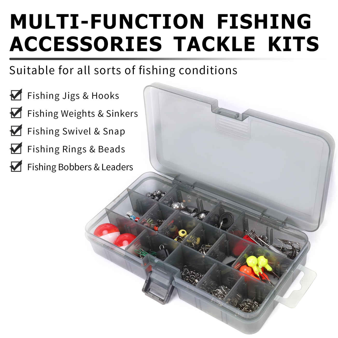 TRUSCEND® Fishing Lures Accessories Kit with Tackle Box - 203pcs