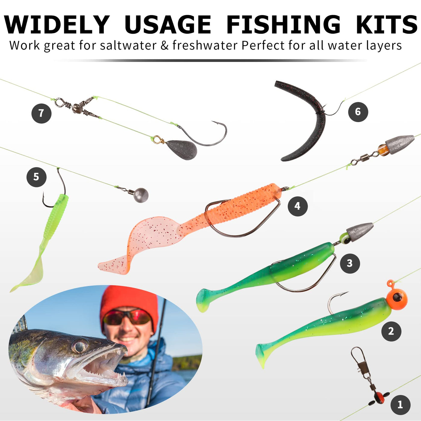 TRUSCEND® Fishing Lures Accessories Kit with Tackle Box - 203pcs