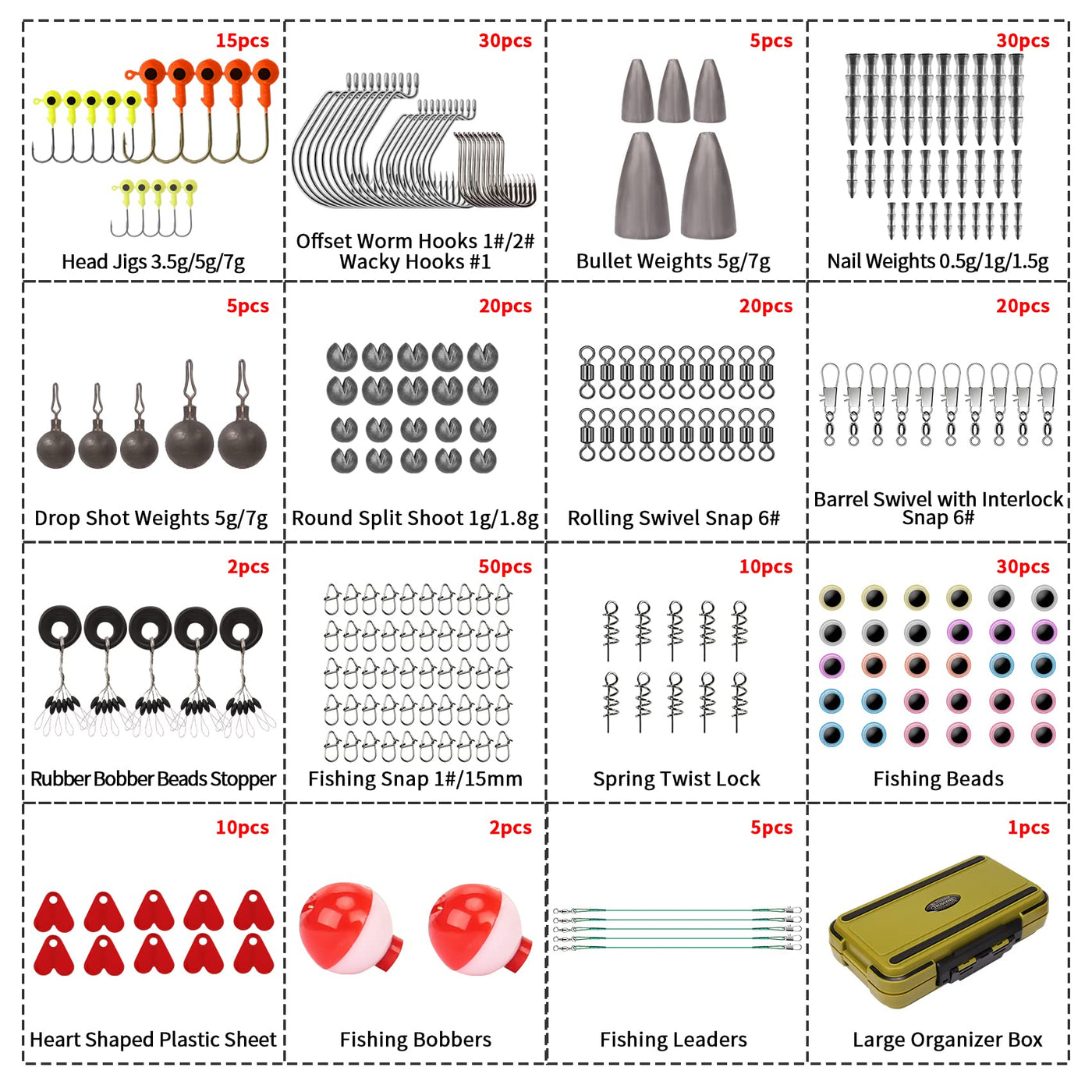 TRUSCEND® Fishing Lures Accessories Kit with Tackle Box - 255pcs