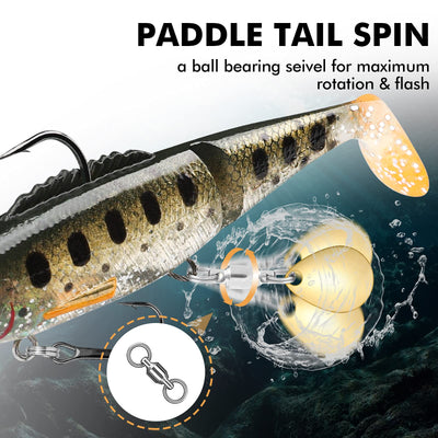 TRUSCEND® Soft Glide Bait Paddle Tail Swimbait with Spinner
